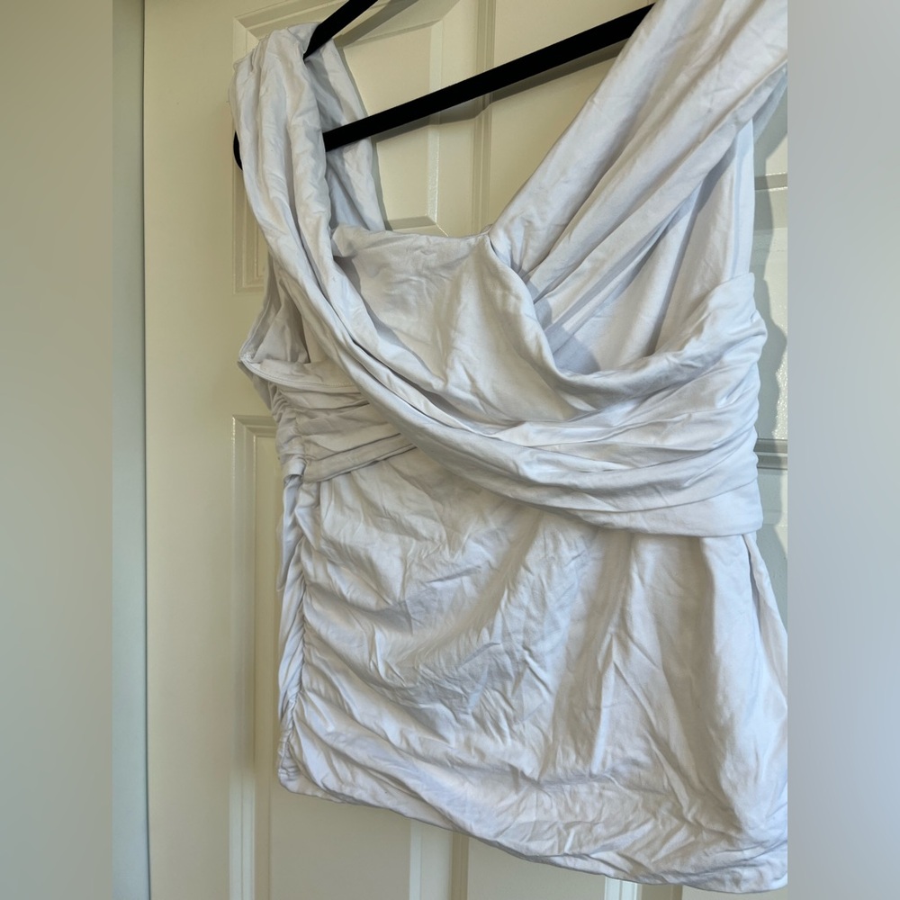 Off-The-Shoulder Ruched Wrap Top - Picture 3 of 9